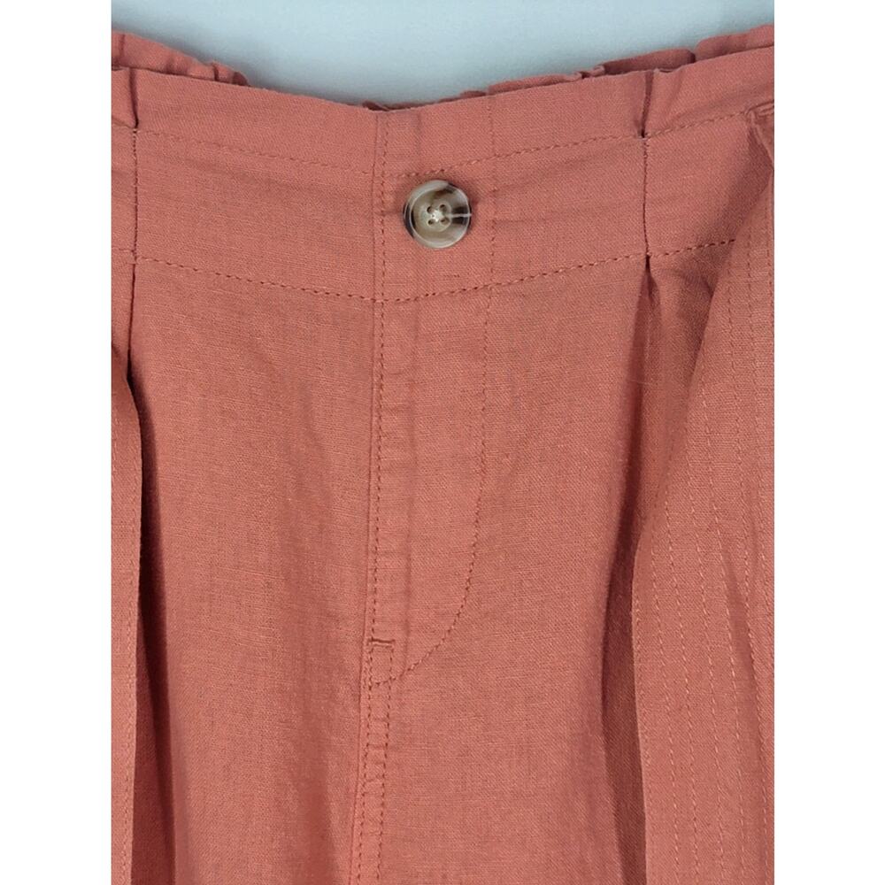 BRIGGS Linen Blend Terracotta Wide Leg Pants with Paperbag Waist & Belt Size 16 - Picture 4 of 8